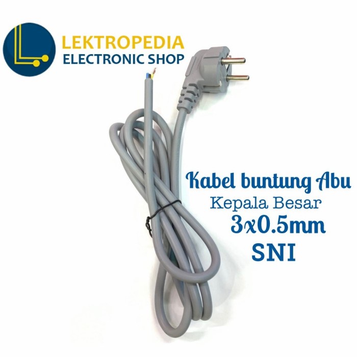 Jual Kabel AC Buntung 3x0.5 Abu Kepala Besar 1,5m Cord Listrik 220V ...