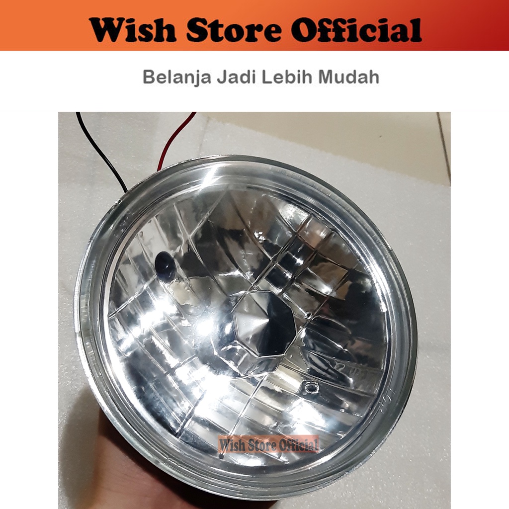 Jual HEADLAMP LAMPU BESAR DEPAN HEAD LAMP UTAMA Universal Motor Mobil Bulat 7" inch Kristal DNY