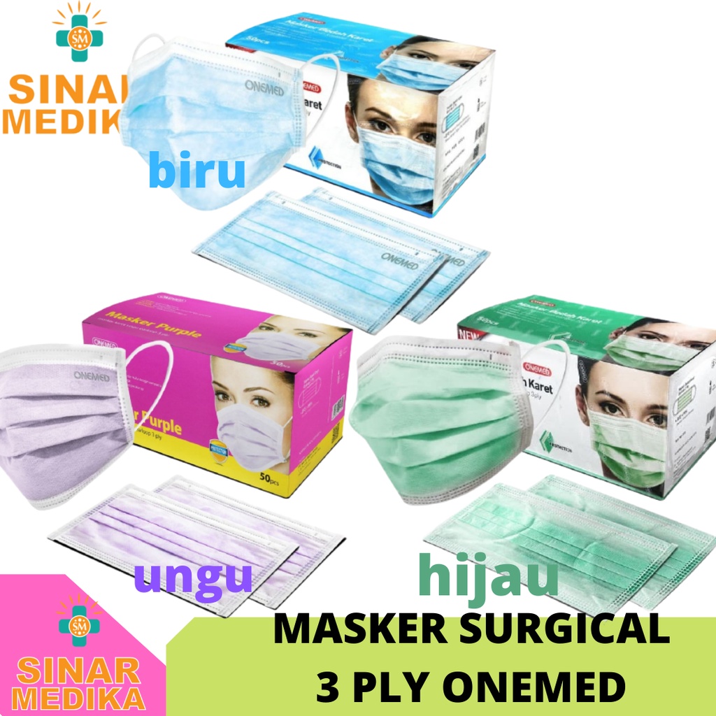 Jual Masker Earloop Bedah Karet 3 Ply ONEMED . Masker Earloop Surgical ...