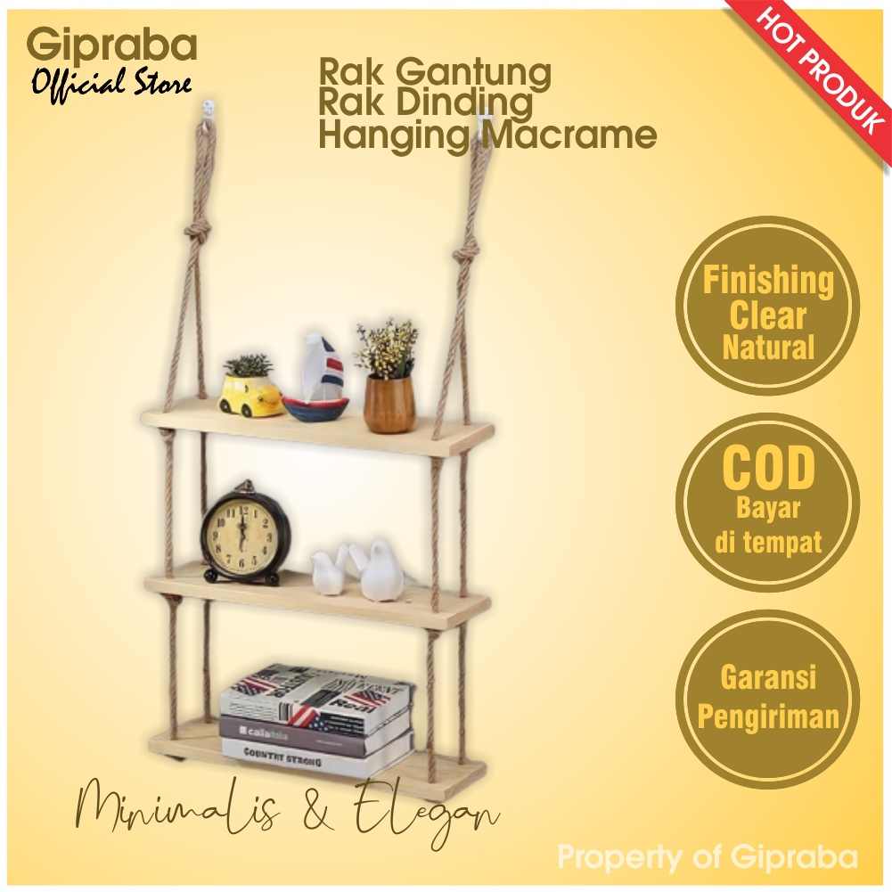 Jual Rak Gantung Tali Macrame Hanging Rak Dinding Minimalis | Shopee ...