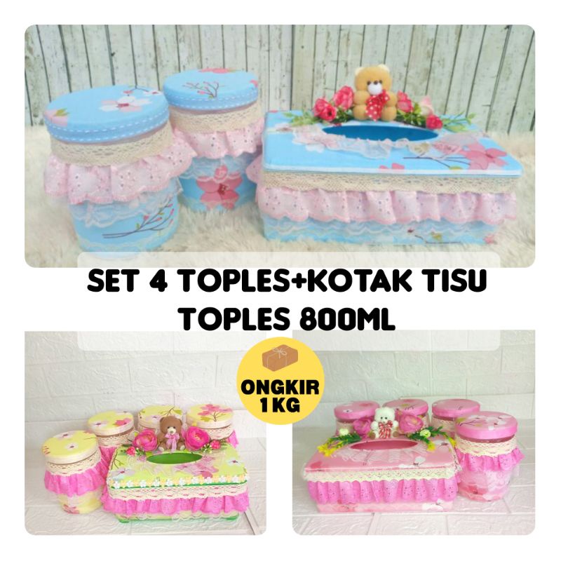 Jual Toples Isi 4 Set 750ml Kotak Tissue Hias Shabby Chic Lebaran