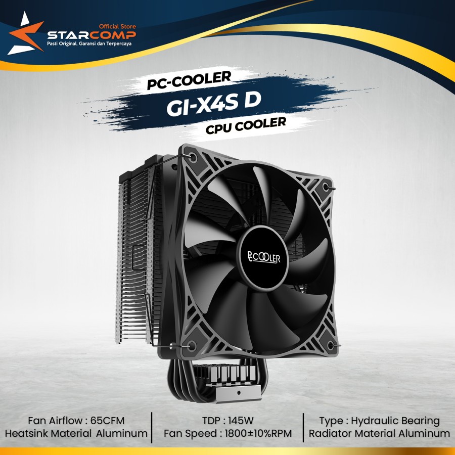 Jual PCCooler GI-X4S D CPU Cooler With Full Black Heatpipe GI-X4SD ...