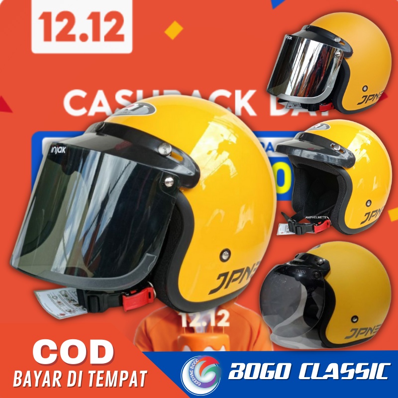 Jual Helm Bogo Dewasa Jpn Arc Retro Warna Kuning Paket Dengan Kaca