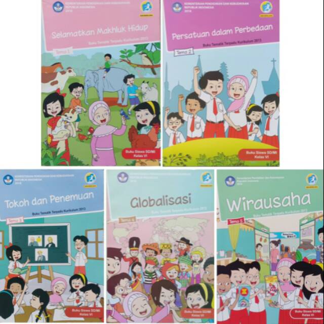 Jual BUKU TEMATIK SD/MI KELAS 6 TEMA 1,2,3,4 DAN 5 REVISI K13N | Shopee ...