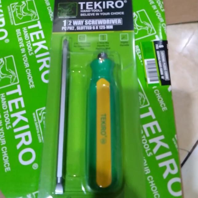 Jual TEKIRO obeng 2 arah hijau kuning obeng bolak balik plus minus ...