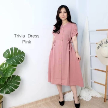 Dress Casual Trivia Dress Andin Busui Friendly Dress Full Kancing Aktif