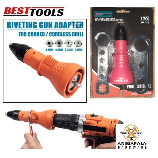 Jual Adaptor Ripet Electric Rivet Gun Adapter Alat Tembak Paku Rivet ...