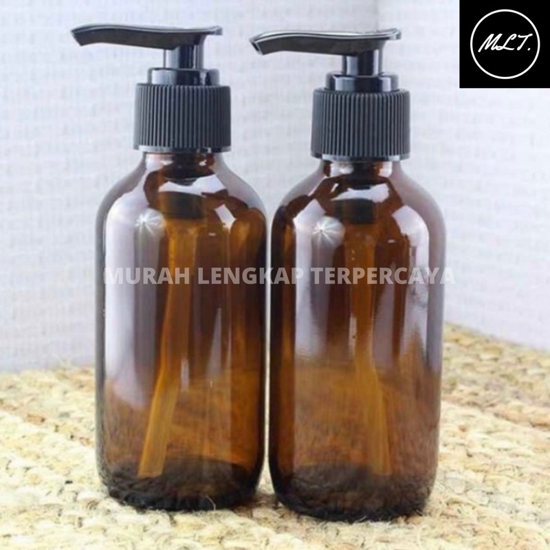Jual BOTOL PUMP AMBER COKLAT 300ML LOTION PUMP KACA 300 ML TUTUP PUMP ...