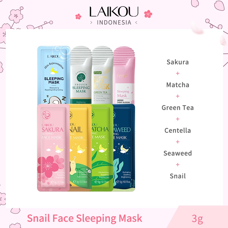 Jual LAIKOU Sakura Sleeping Mask Sachet Green Tea Centella ...