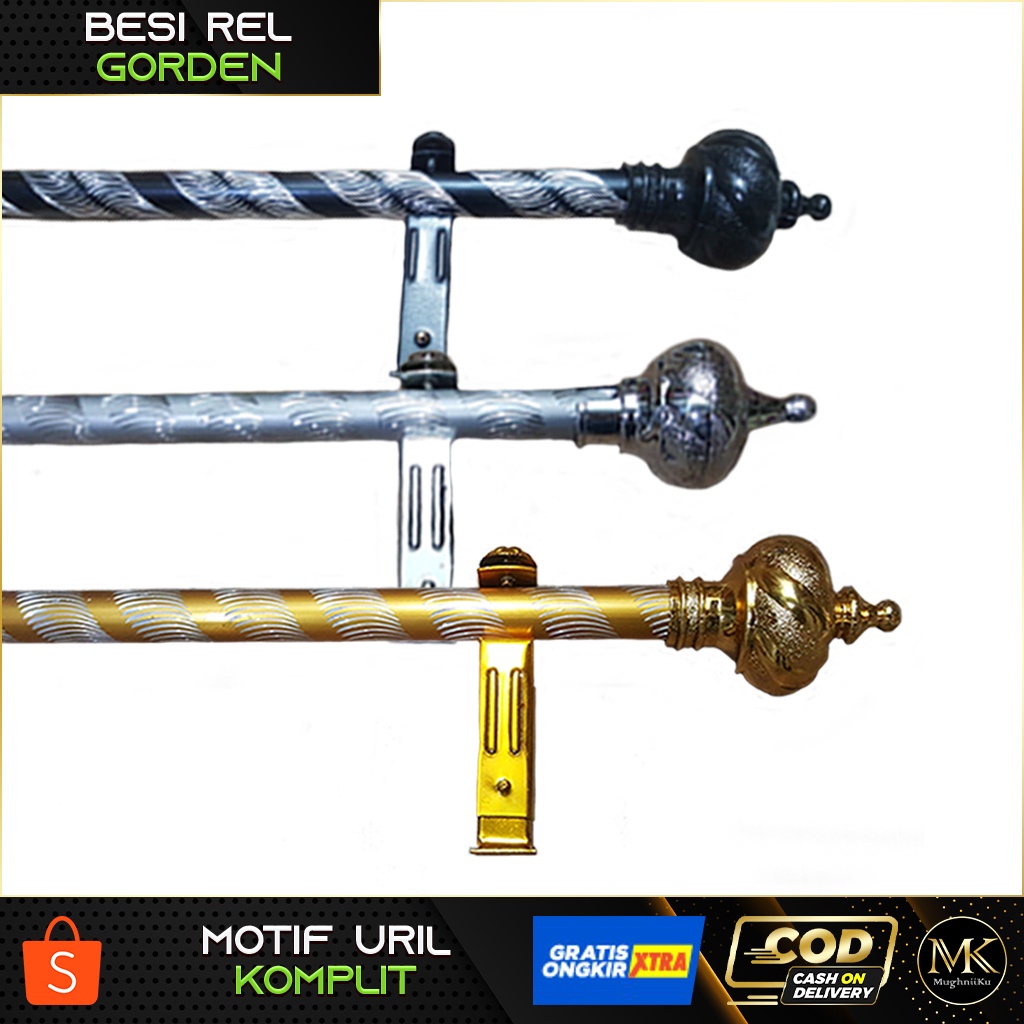 Jual Besi Batang Rel Gorden Minimalis Motif Uril Komplit | Shopee Indonesia