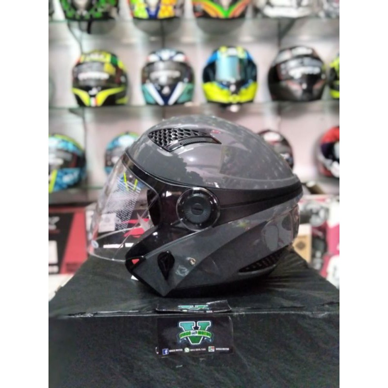 Jual HELM ZEUS ZS 610 SOLID GREY 11c DUAL VISOR Shopee Indonesia