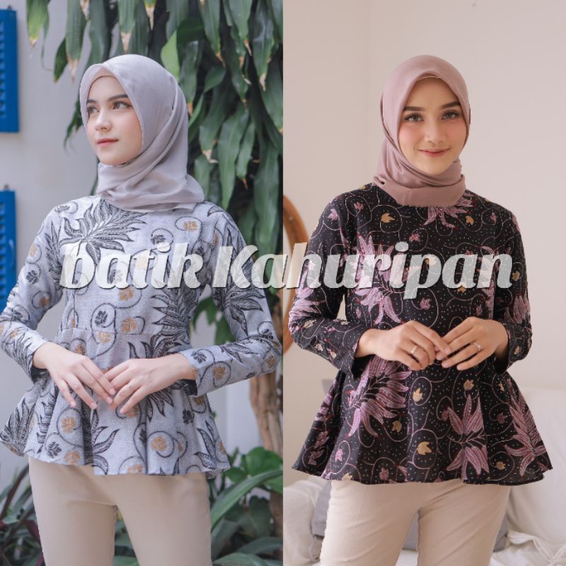 Jual Batik Wanita Modern Blouse Batik Kerja Kantor Atasan Batik Wanita ...