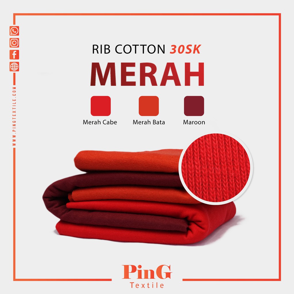Jual RIB COTTON COMBED 30SK | MERAH BAHAN KAIN KAOS | Shopee Indonesia