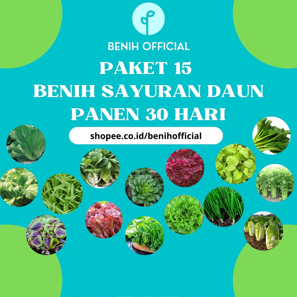 Jual Bibit Sayur Paket 15 Macam Benih Sayuran Pemula Sayur Daun 30 Hari ...