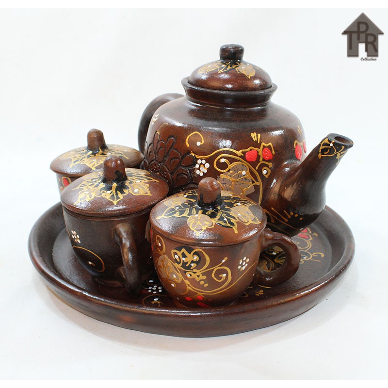 Jual Gerabah -Tea Set Premium Set Poci Batik Tulis Tanah Liat | Shopee ...