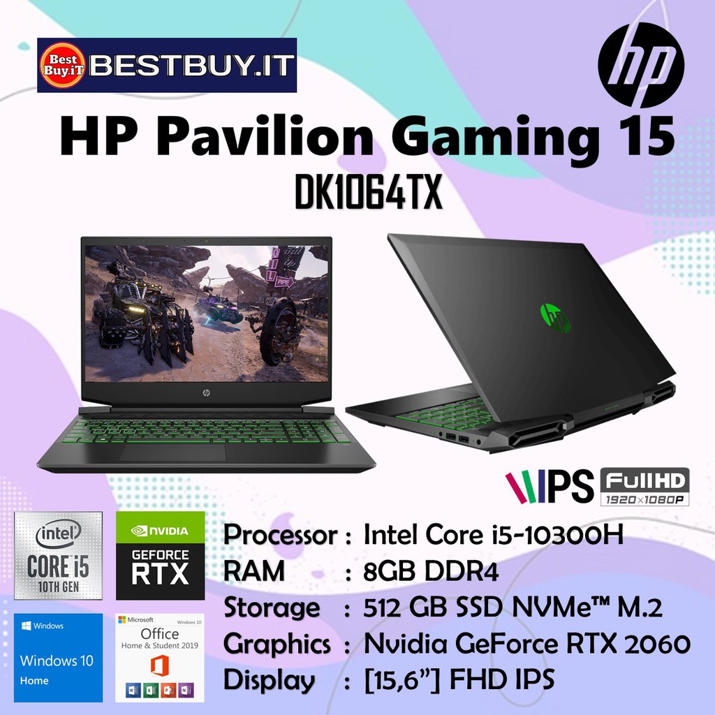 Jual Laptop HP Pavilion Gaming 15-dk1064TX Intel Core I5-10300H