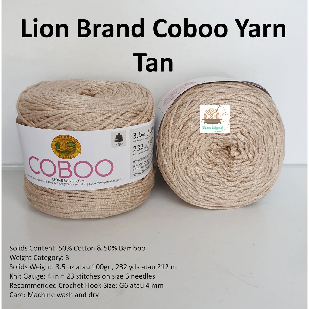 Jual Benang Rajut Lion Brand Coboo Tan