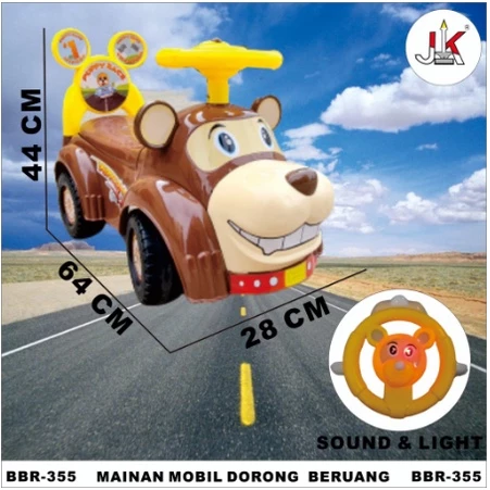 NEW PROMO MAINAN ANAK MOBIL DORONG MAINAN ANAK MOBIL MOBILAN DUDUK KARAKTER BERUANG MUSIK MAINAN EDUKASI BBR 355 - foto 1
