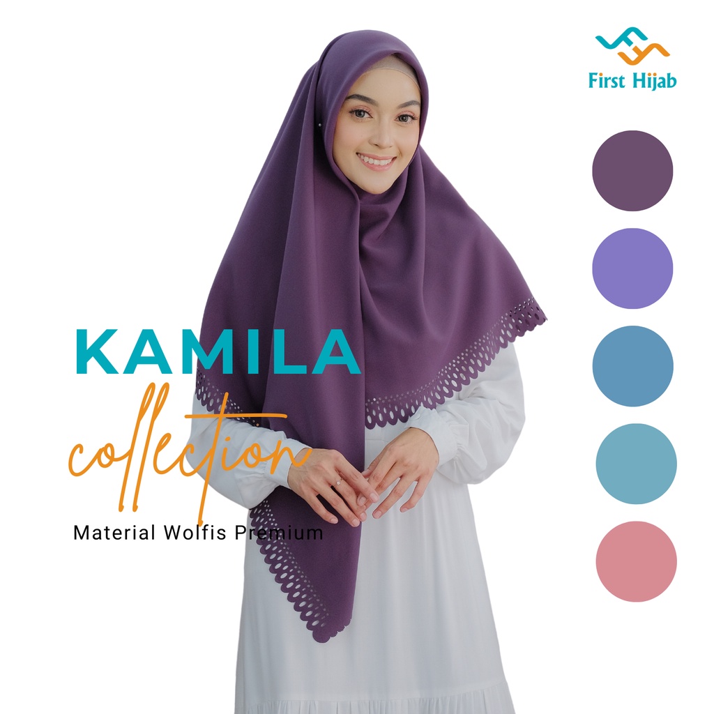 Jual First Hijab Jilbab Segiempat Laser Cut Nyaman Dipakai Bahan Wolfis