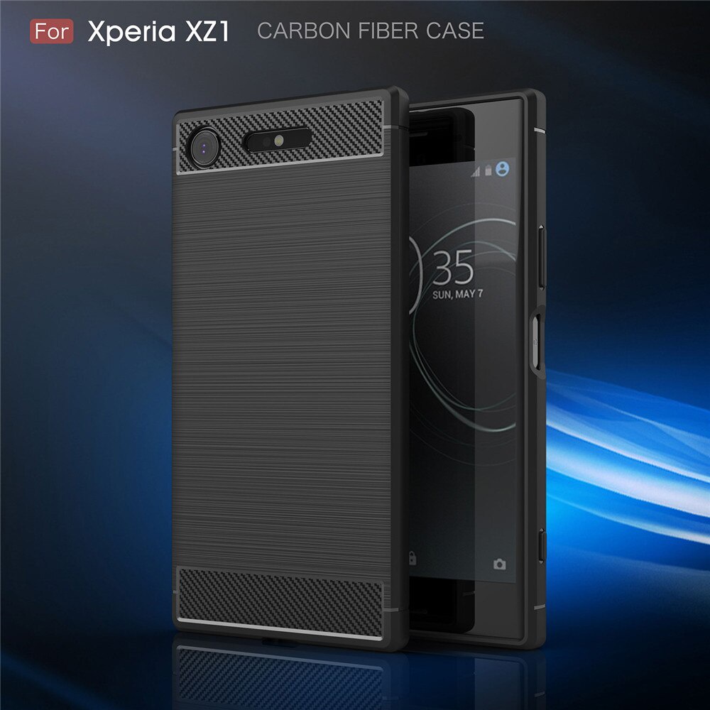 Cruzerlite Cover per Sony Xperia XZ1 Compact, Carbon Fiber Shock Absorption Slim TPU Cover Custodia per Sony Xperia XZ1 Compact (2017) (Blue