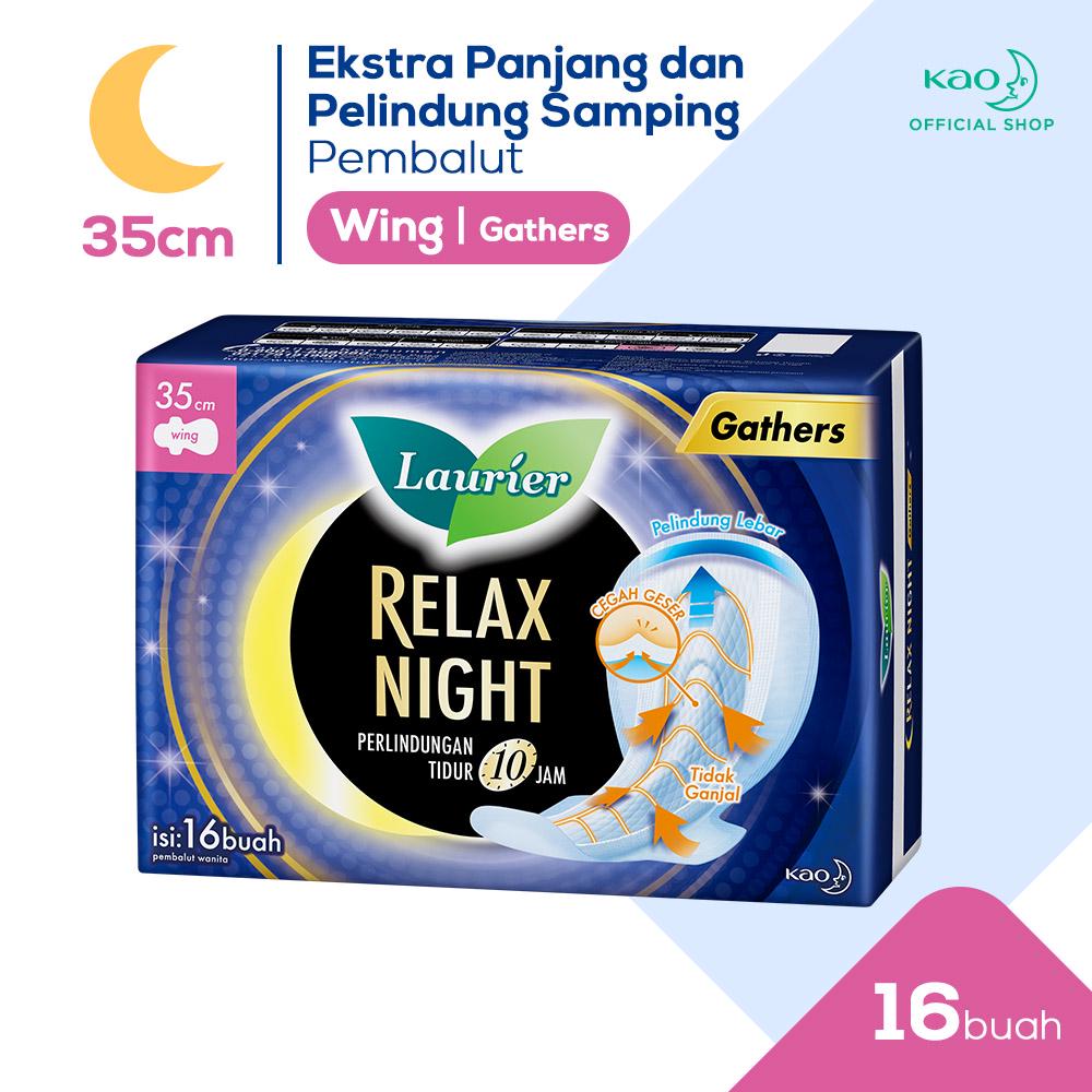 Jual Laurier Relax Night Pembalut Wanita Malam Panjang 35cm Wing ...