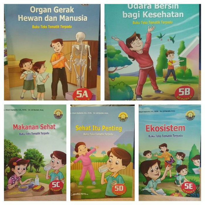 Jual Stok Ready Paket Buku SD Teks Tematik Terpadu Kelas 5 A B C D E ...