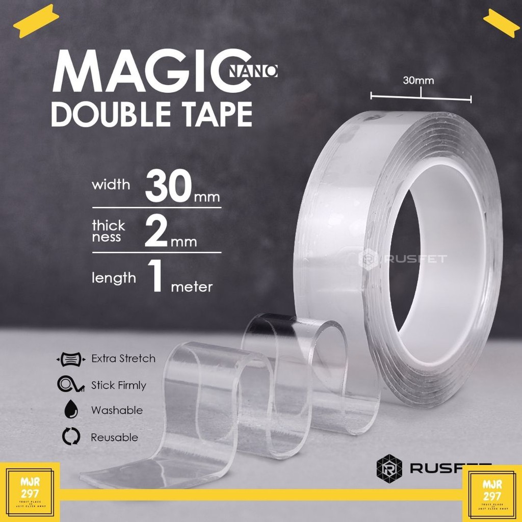 Jual Double Tape Isolasi Bening Dua Sisi Ajaib Transparan Kuat Shopee