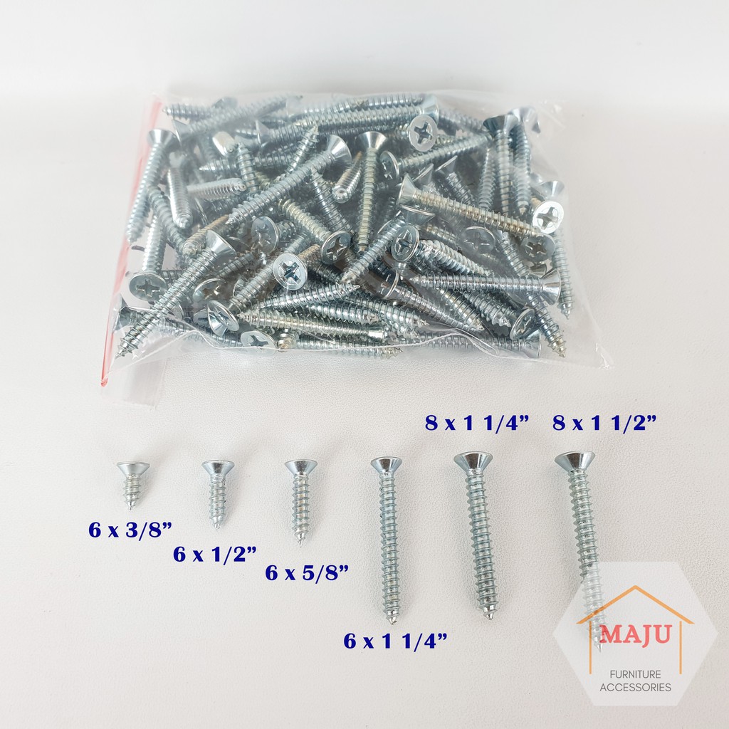 Jual Sekrup JF 100 pcs 6 x 3/8 - 1/2 - 5/8 - 1 1/4 & 8 x 1 1/4 - 1 1/2