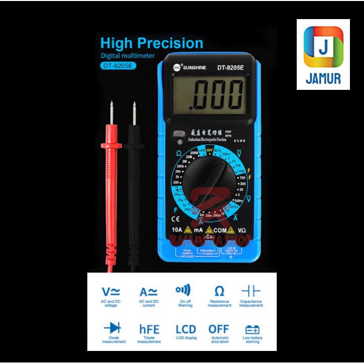Jual MULTITESTER DIGITAL SUNSHINE DT-9205E AVOMETER DIGITAL MULTIMETER ...