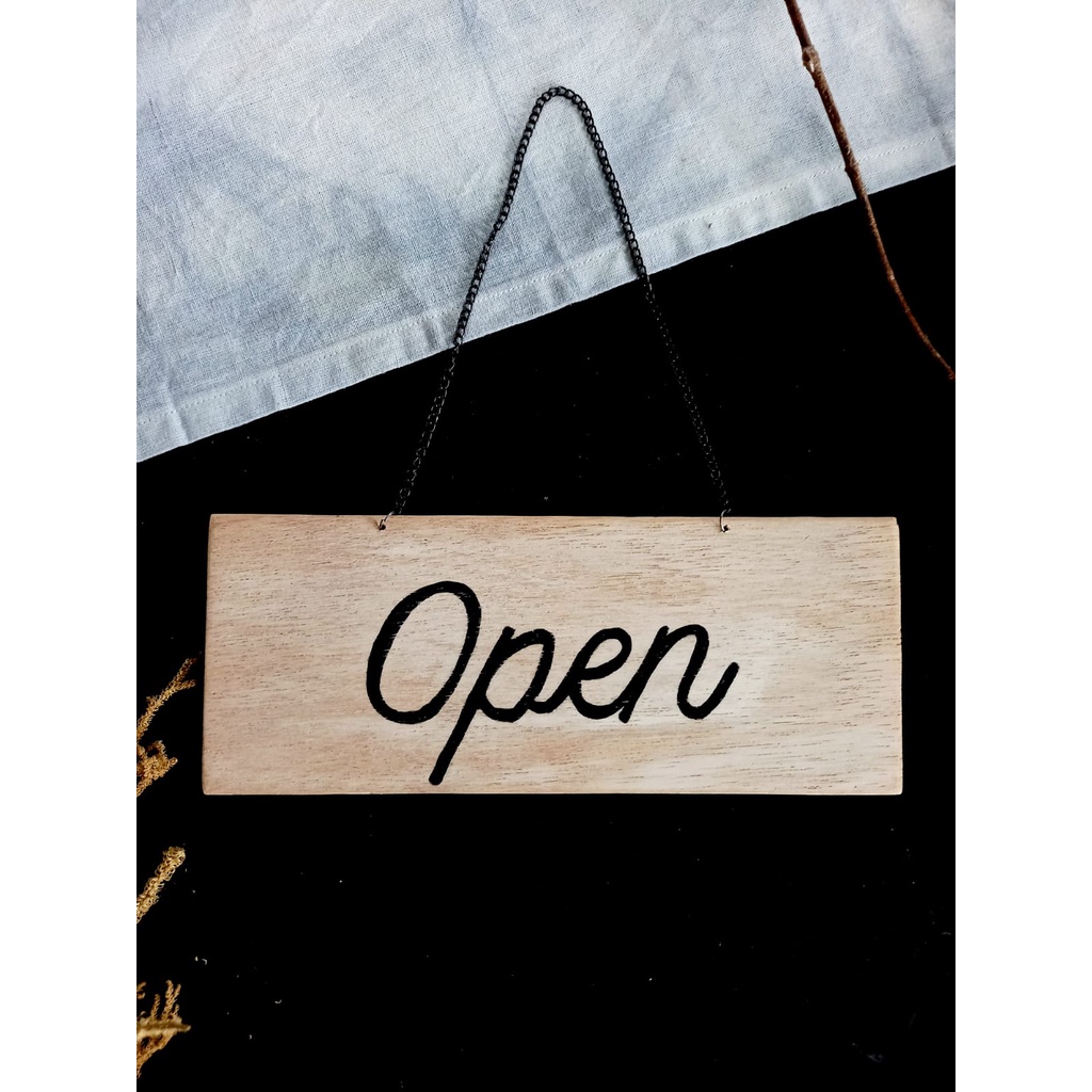 Jual OPEN CLOSED Wooden Signage Board Sign Cafe Papan Gantungan BUKA ...