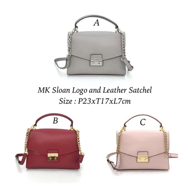 Sloan logo discount and leather satchel