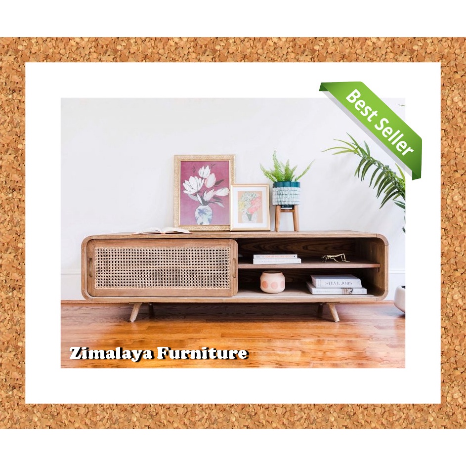 Jual Meja Buffet Retro Minimalis Pintu Sliding Rotan Modern Panjang 120 ...