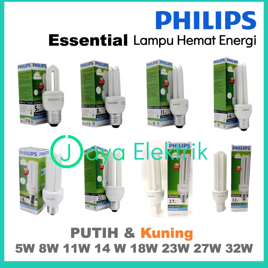 Jual Lampu Philips Essential 5w 8w 11w 14w 18w 23w 27w 32w Putih Kuning