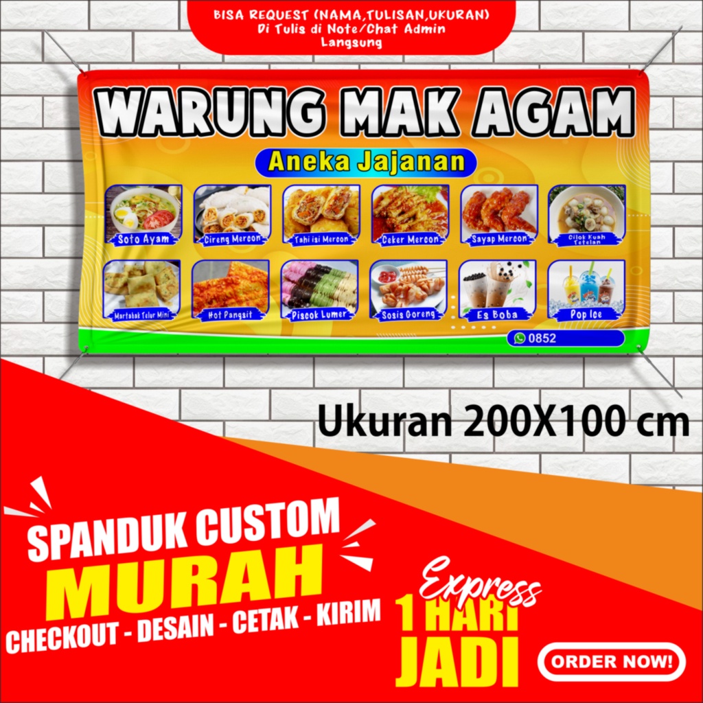 Jual Banner Warung Jajanan Spanduk Warung Jajanan 200x100 Cm Bayar