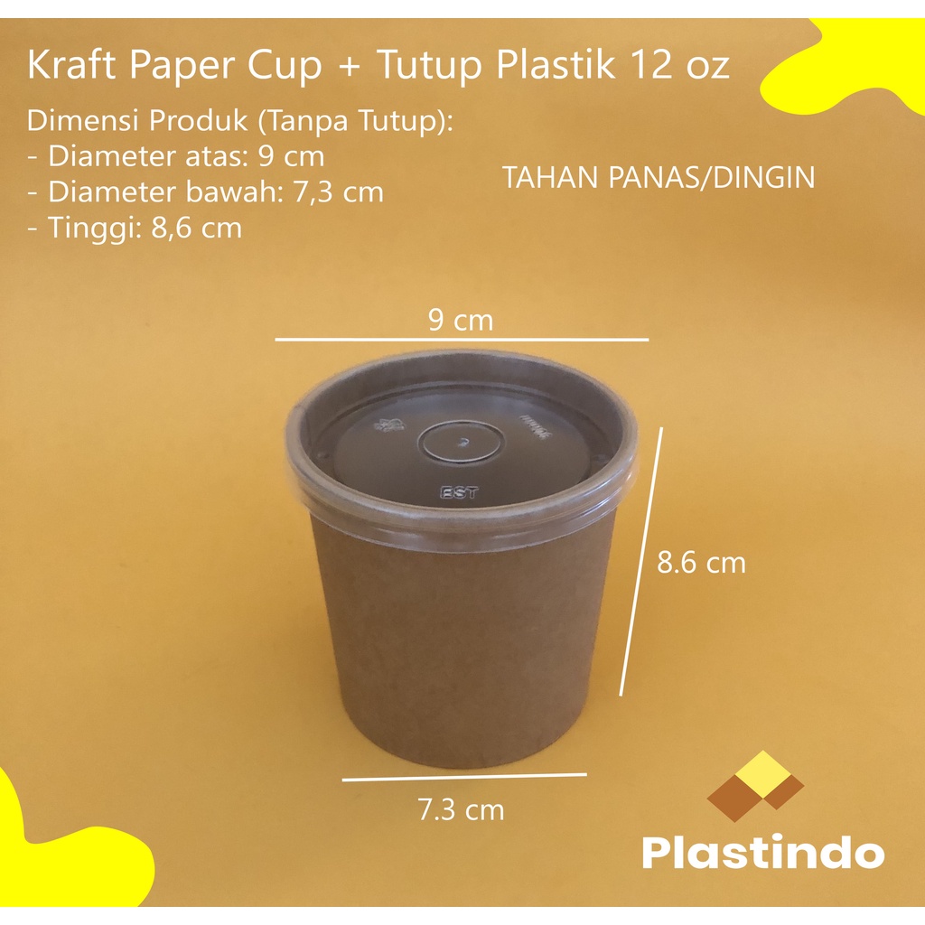 Jual Brown Kraft Paper Cup 12 oz + Tutup Plastik Isi 25 pcs | Paper Cup ...
