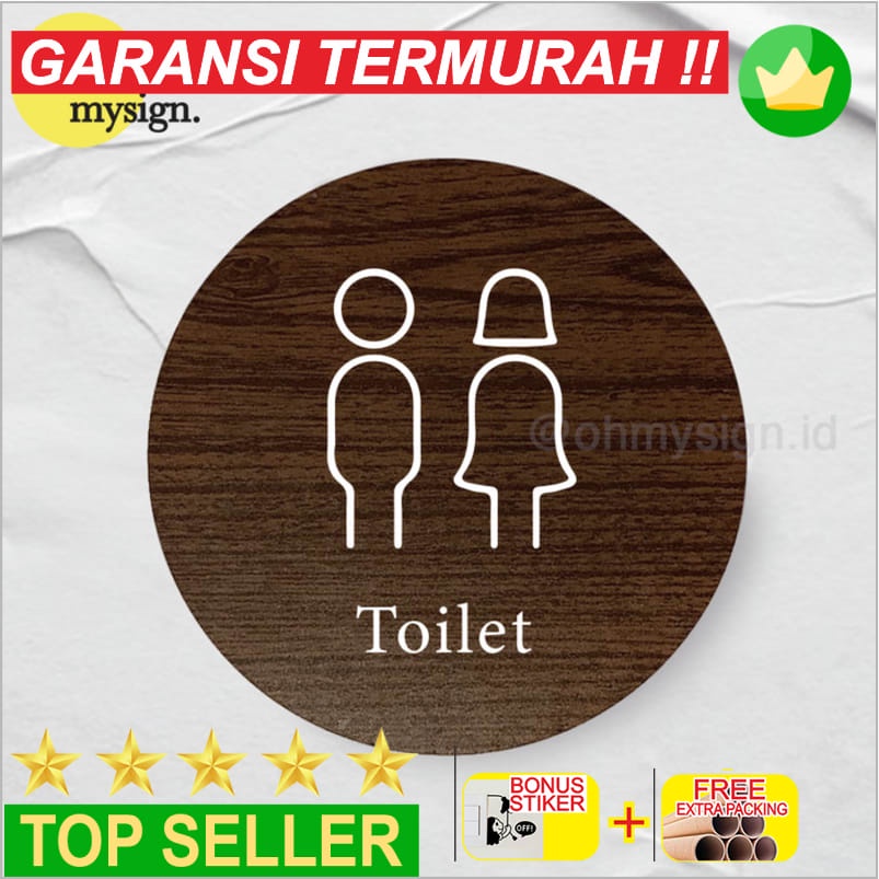 Jual Murah Toilet WC Restroom Sign Board Kayu Bulat Print Signage Label Nama Keren Shopee