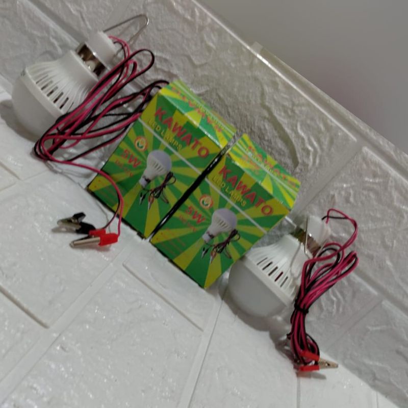 Jual Lampu LED Colokan Aki DC 12v Bohlam Solar Cell Emergency Putih ...