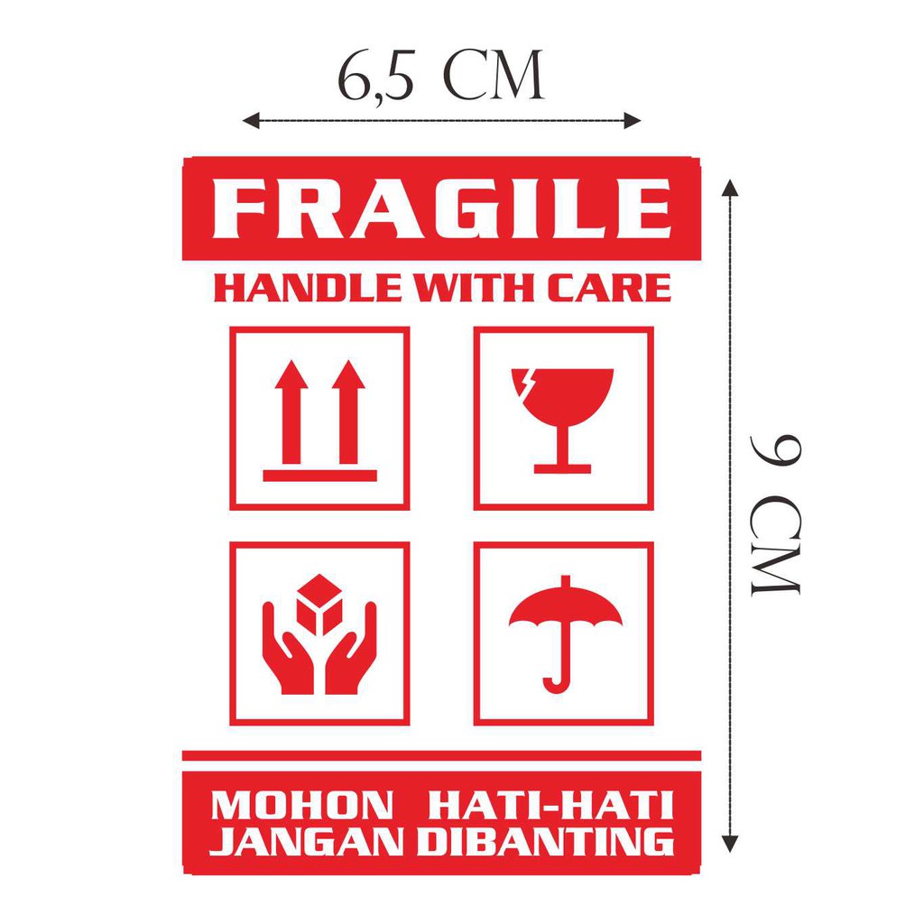 Jual Stiker Label Fragile Awas Barang Mudah Pecah Jangan Dibanting Isi