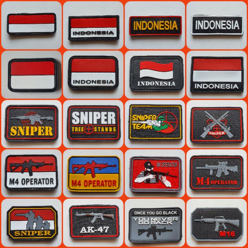 Jual patch rubber logo sniper/sniper/glock/snjt/tactical/tempelan karet ...