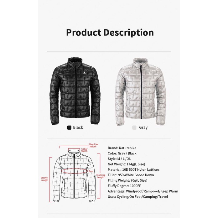 Jual JAKET GOOSE DOWN NATUREHIKE NH19FS021 BULU ANGSA HIKING GUNUNG L