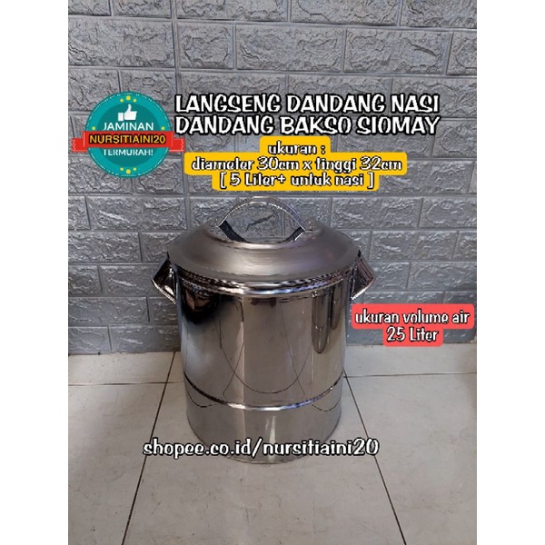 Jual Langseng Nasi Uk Cm Stainless Dandang Nasi Kukusan Dandang Bakso Bubur Shopee