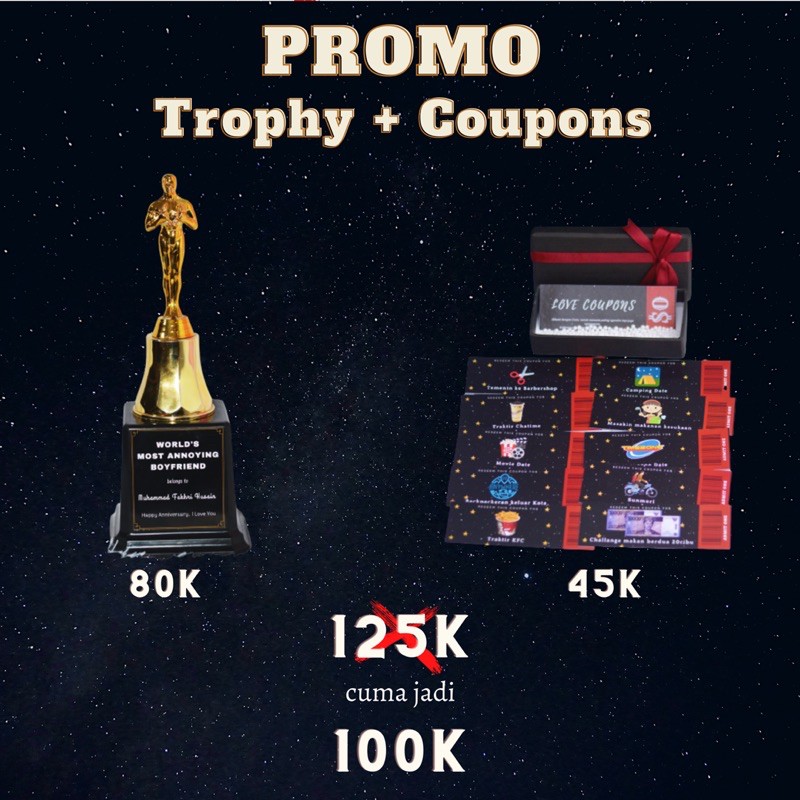 Jual PROMO TROPHY DAN COUPONS | Shopee Indonesia
