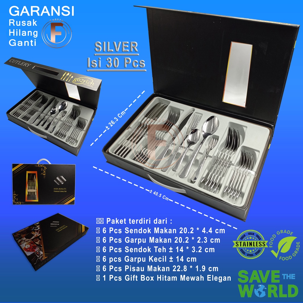 Jual Cutlery Set Stainless Steel 30 Pcs 30pcs Sendok Garpu Makan T