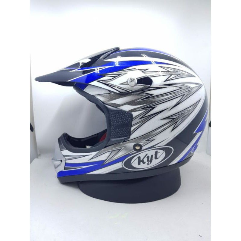 Jual HELM KYT CROSS PRO7 WHITE BLUE/BLACK Shopee Indonesia