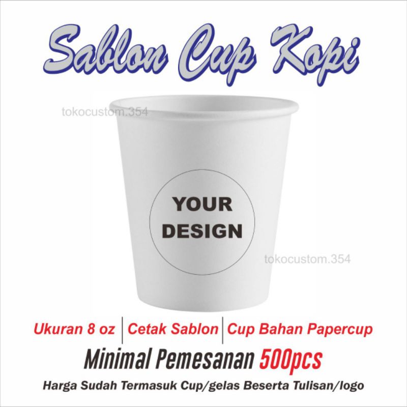 Jual Sablon cup kopi | sablon cup custom | paper cup sablon | gelas ...