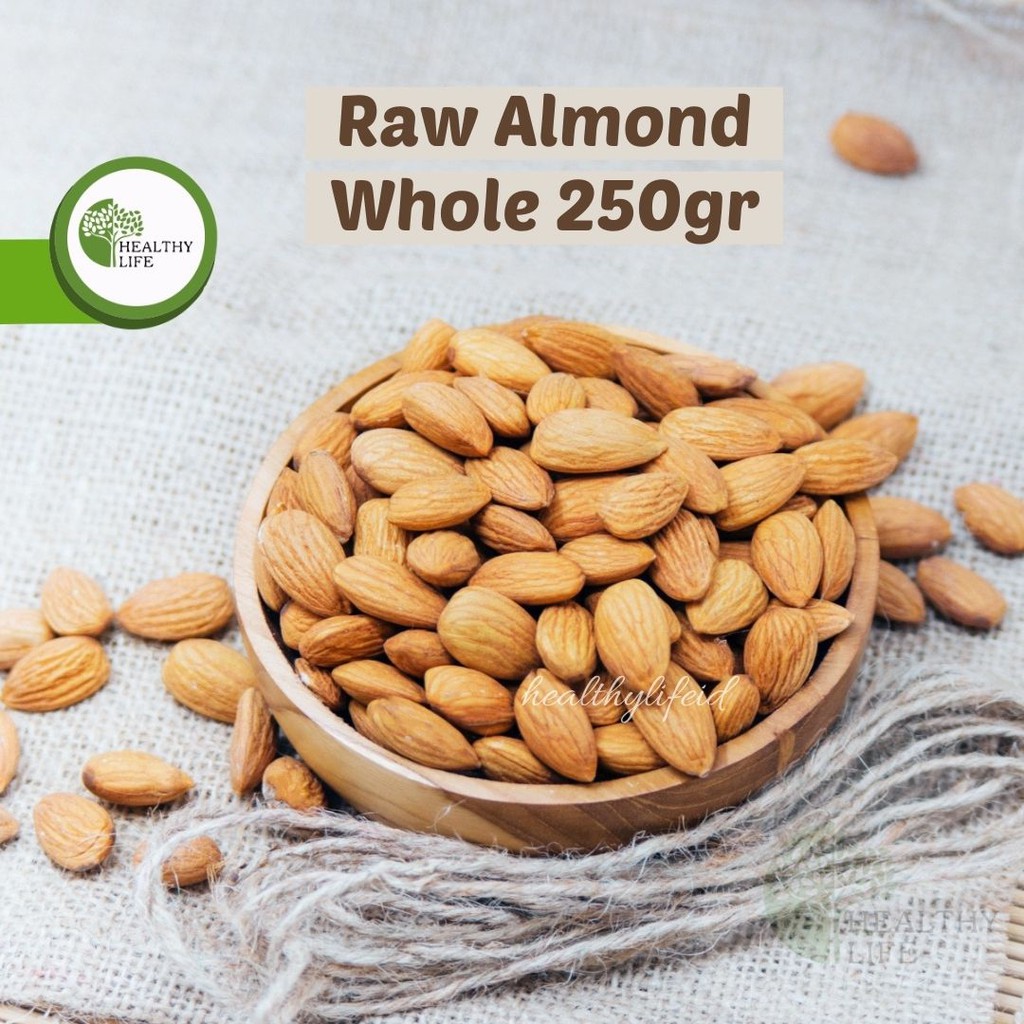 Jual Raw Almond Whole 250gr (Almond Mentah) Tanpa Cangkang | Shopee ...