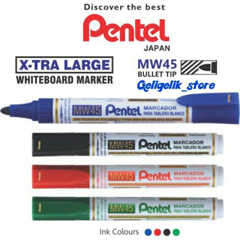 Pentel YMW85/4-mix Pennarelli Cancellabili A Secco Multicolore - Punta Media 4,2 Mm, Confezione 4 Pezzi - 3