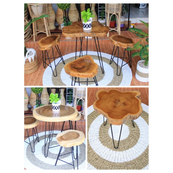 Jual MEJA JATI BULAT / MEJA KAYU JATI / MEJA JATI KECIL / MEJA POT ...