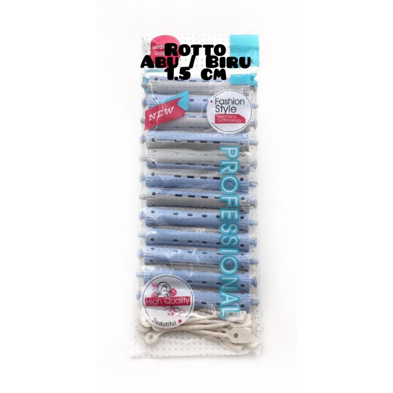 Jual Rotto Rol Keriting Rambut isi 12 merah / biru, abu / biru, hitam ...