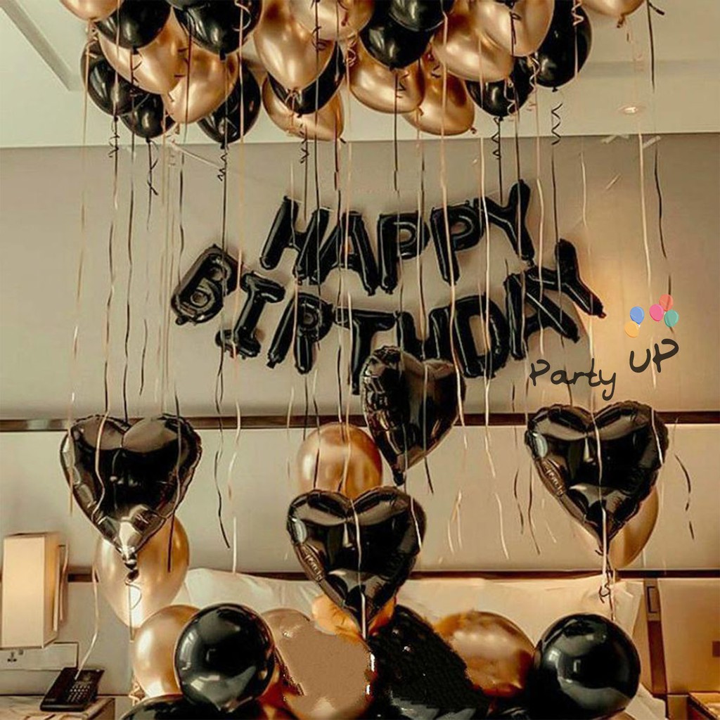 [Paket] Fancy Birthday Bedroom Black &  Chrome Gold Combination